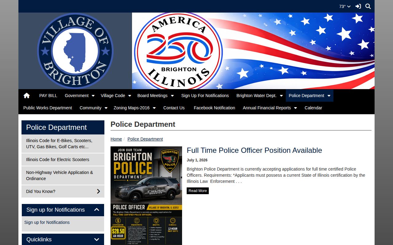 Brighton Illinois Police Department official records source