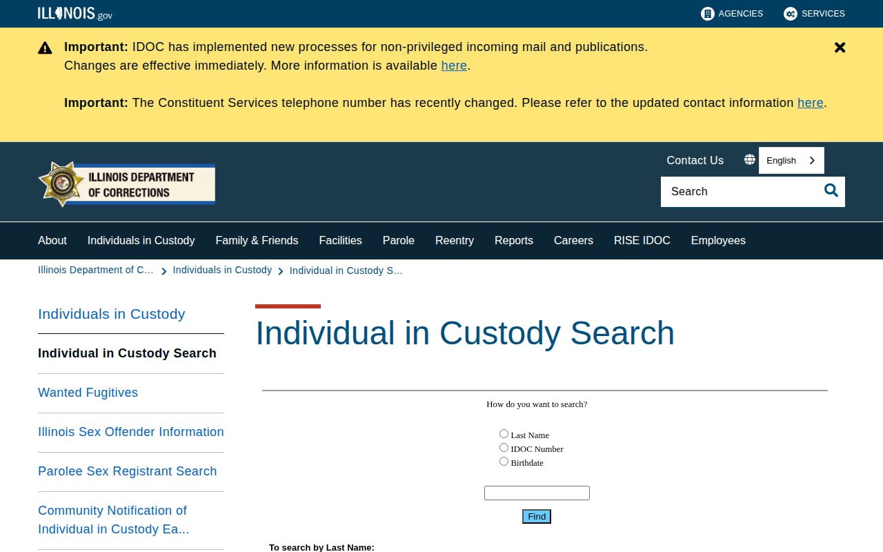 Jersey County Illinois Department of Corrections offender search