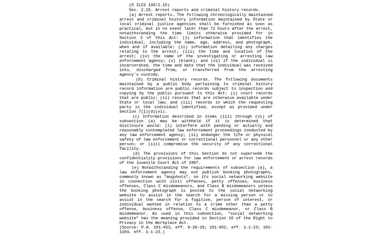 Jersey County Illinois arrest-record statute source